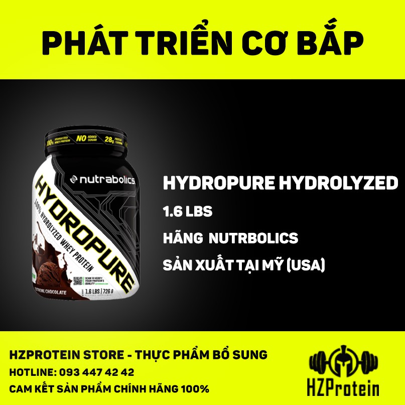 HYDROPURE WHEY HYDROLYZED 100% Thủy Phân Tinh Khiết (1.6 LBS - 20 lần dùng)