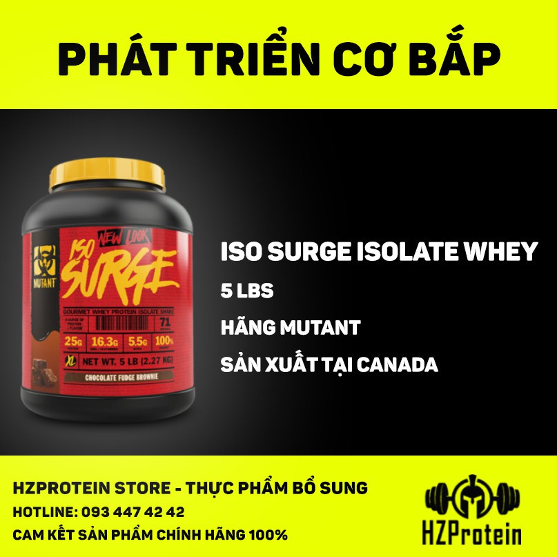 ISO SURGE - SỮA TĂNG CƠ BỔ SUNG PROTEIN ISOLATE CHẤT LƯỢNG, MÙI VỊ NGON , CHÍNH HÃNG MUTANT - 5LBS