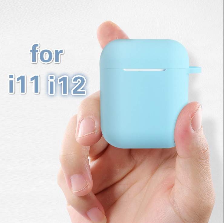 Vỏ Silicon Bảo Vệ Hộp Sạc Tai Nghe Airpods I11 I12 i9s Có Lỗ Móc Khóa