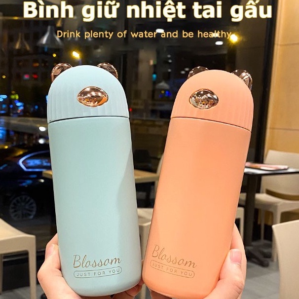 Bình giữ nhiệt BLOSSOM thể tích 400ML hình gấu dễ thương, có quai xách tiện lợi, giữ nhiệt trên 8 tiếng 4 màu(BN07)