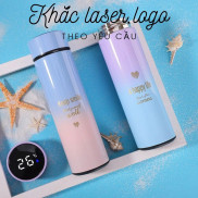 Bình giữ nhiệt LED hiển hiện nhiệt độ màu xắc pasel trẻ trung, hỗ trợ khắc logo, tên theo yêu cầu (BN08)