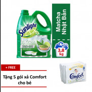 Nước rửa chén Sunlight can 3,6kg Tặng 5 gói xả vải Comfort