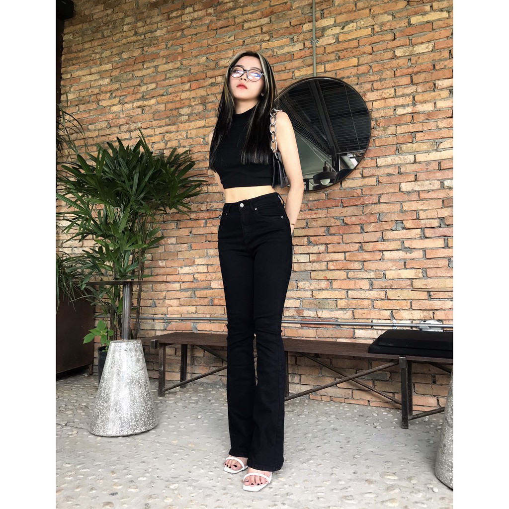 Quần ống loe đen dài 103-108cm 20decemberjeans mã 1046