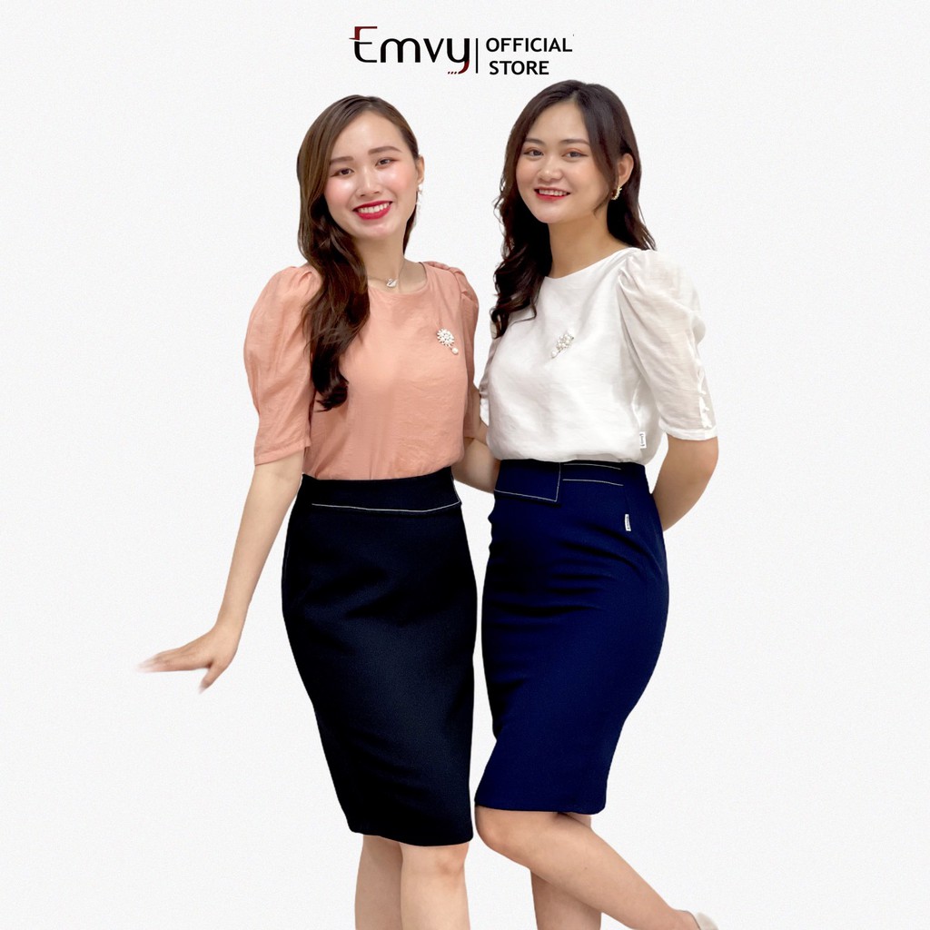 Áo sơ mi nữ công sở tay lỡ chất đũi lụa cổ tròn vai bồng sang trọng, nhẹ nhàng. Mã EMVY HH8