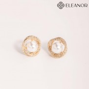 Bông tai nữ ngọc trai nhân tạo đính đá Eleanor Accessories chuôi bạc 925 kiểu Hàn Quốc phụ kiện trang sức thời trang đẹp