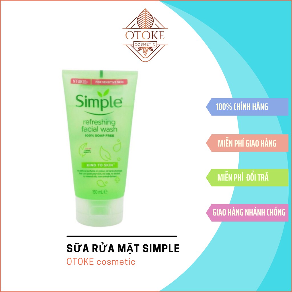 Sữa Rửa Mặt Simple Kind To Skin Refreshing Facial Wash Gel 150ml