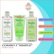 Combo 3 Simple nước hoa hồng 200ml + sữa rửa mặt 150ml + tẩy trang 200ml
