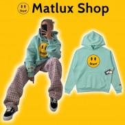 Áo Hoodie DREW HOUSE Mascot Justin Bieber Màu Xanh Mint SS21 bản cao cấp chuẩn form âu, Áo khoác nỉ có mũ DREW mặt cười