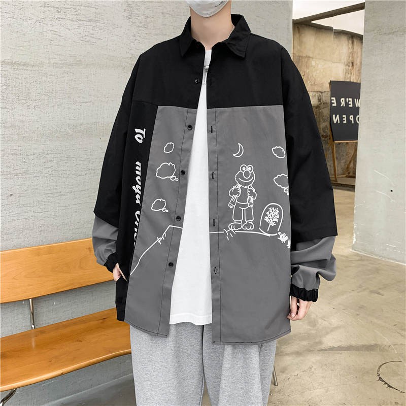 Áo sơ mi dài tay dáng rộng phong cách thời trang dành cho nam size M-2Xl