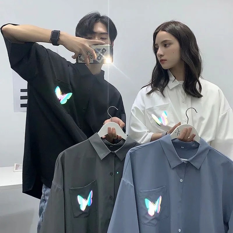 Áo Sơ Mi Tay Ngắn Dáng Rộng In Họa Tiết Phong Cách Hàn Quốc Thời Trang Cho Nam Và Nữ Size M-3Xl