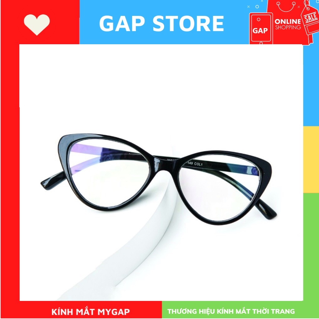 Gọng kính mắt mèo nữ MYGAP , nhựa dẻo giả cận dễ đeo màu sắc thời trang 2383