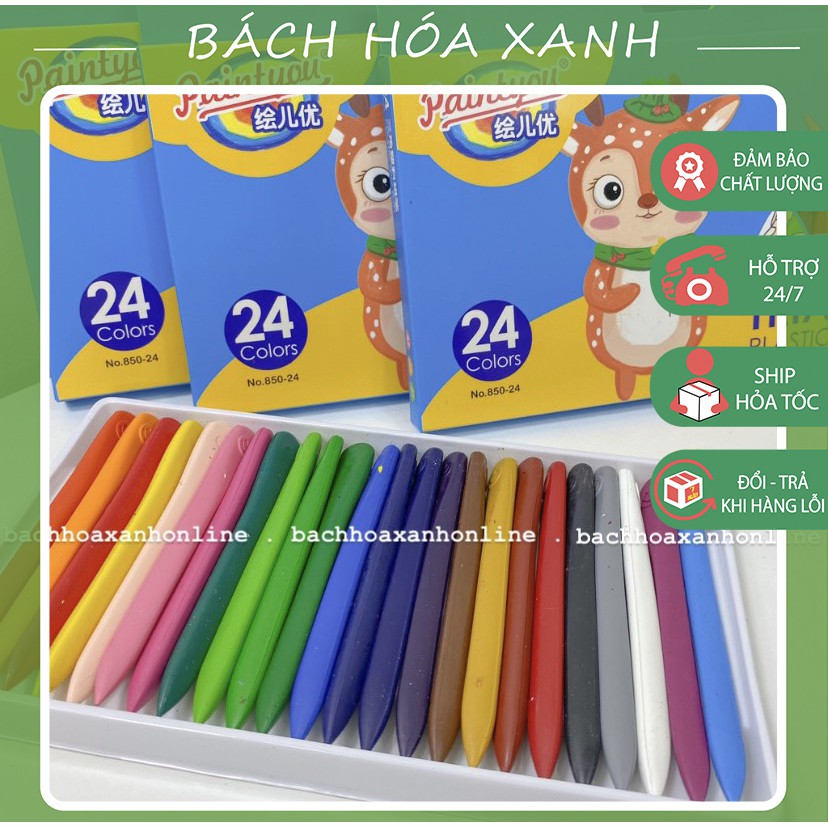 Bộ 24 Bút Màu Sáp - Màu Hữu Cơ Cho Bé Tập Vẽ - Cao Cấp Tự Nhiên An Toàn - Bách Hóa Xanh