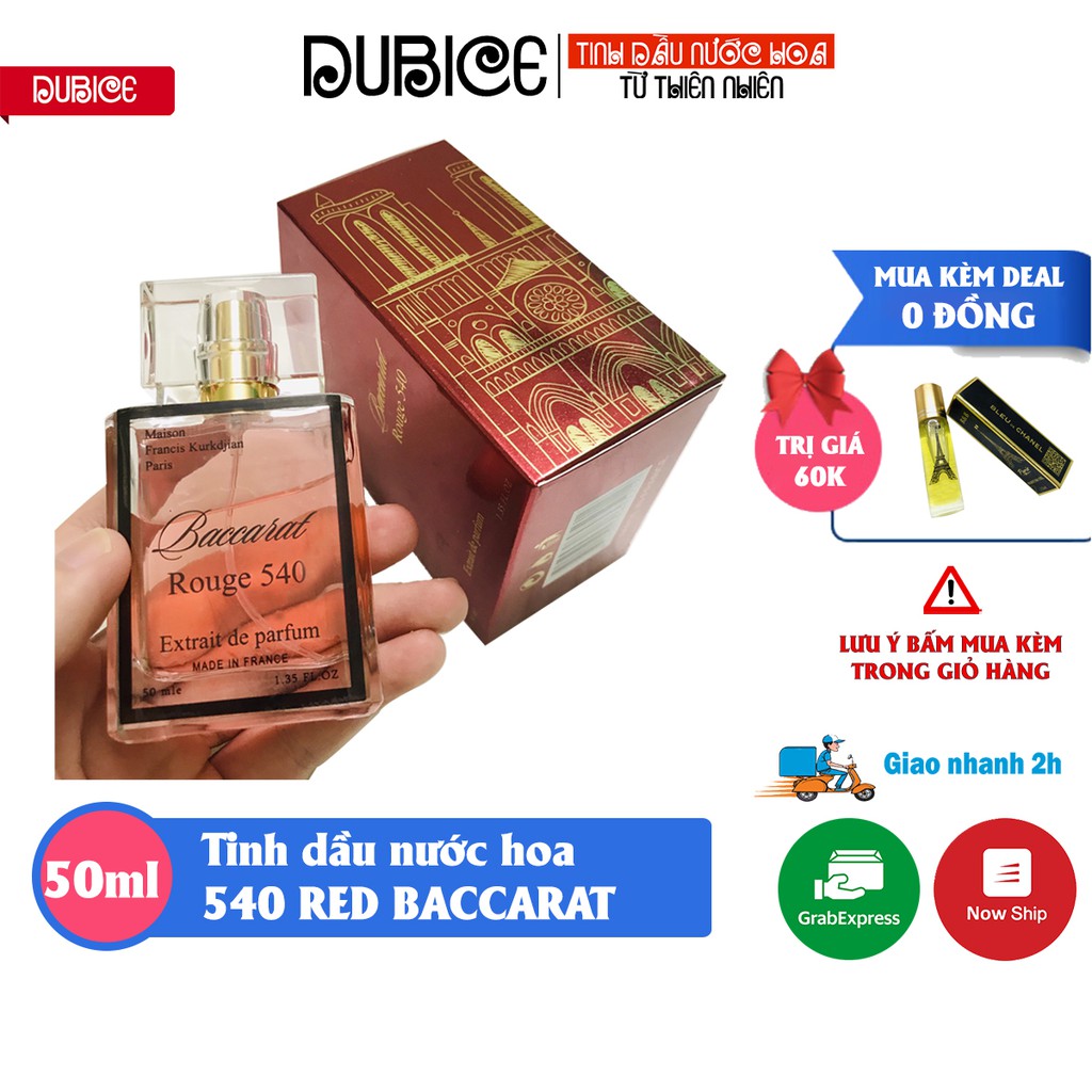 Tinh dầu nước hoa Nam Nữ Unisex 540 Red Baccarat lưu hương hơn 16 tiếng, chai 50ml