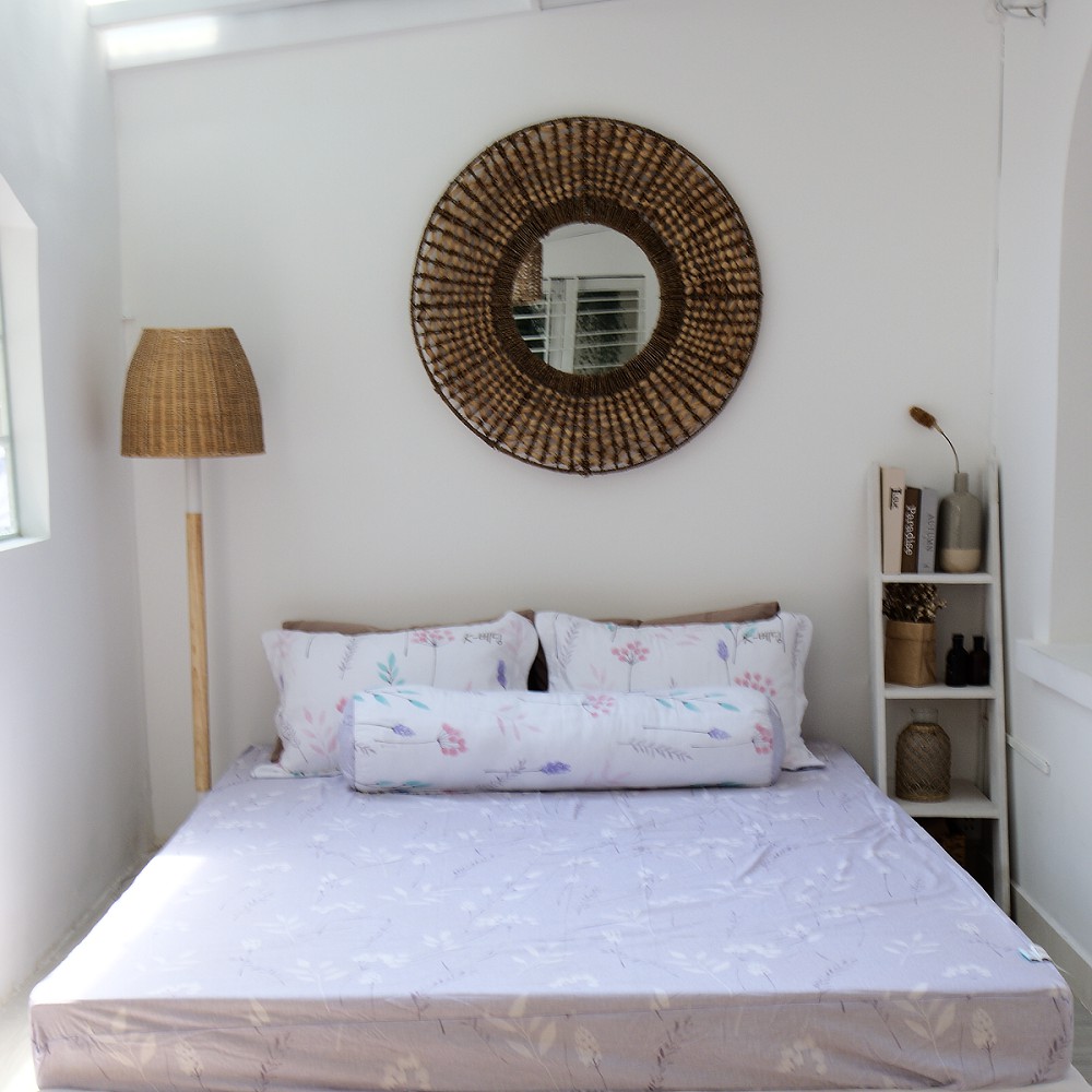 Vỏ Gối Ôm Hàn Quốc K-Bedding by Everon MicroTencel 80x100cm Tím Phối Trắng KMTP108