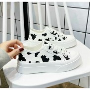 Free ship Giày thể thao nữ , giày sneaker nữ họa tiết bò sữa xinh xắn