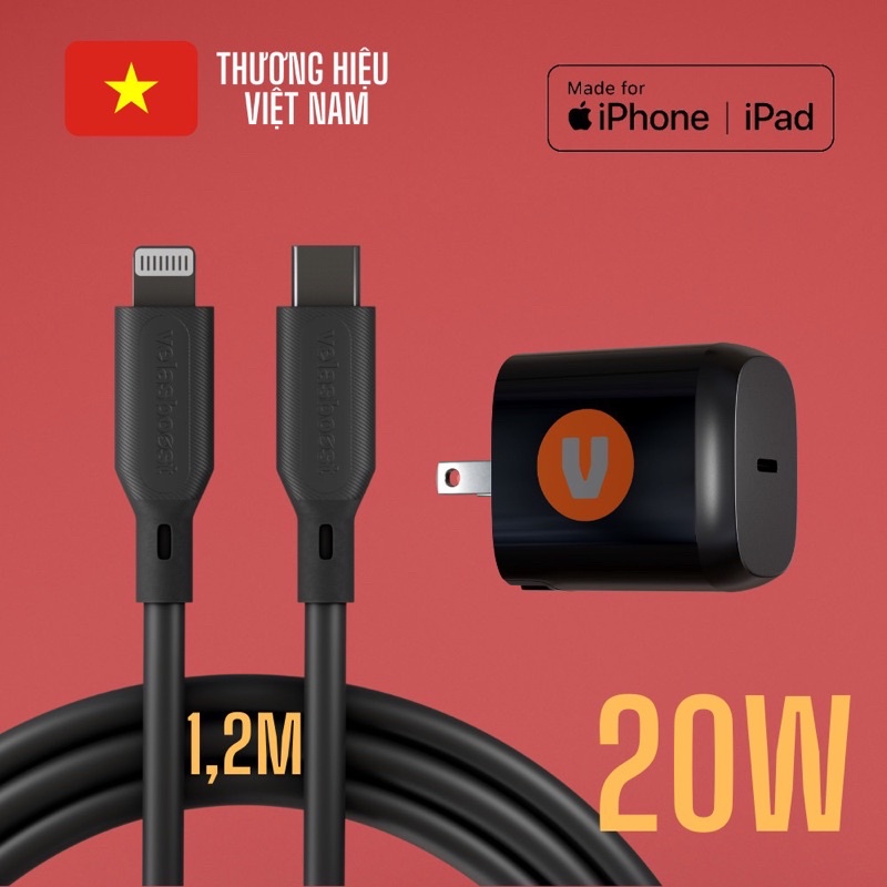 Bộ sạc nhanh PD Velasboost chứng nhận MFi 20W (Phiên bản 3)