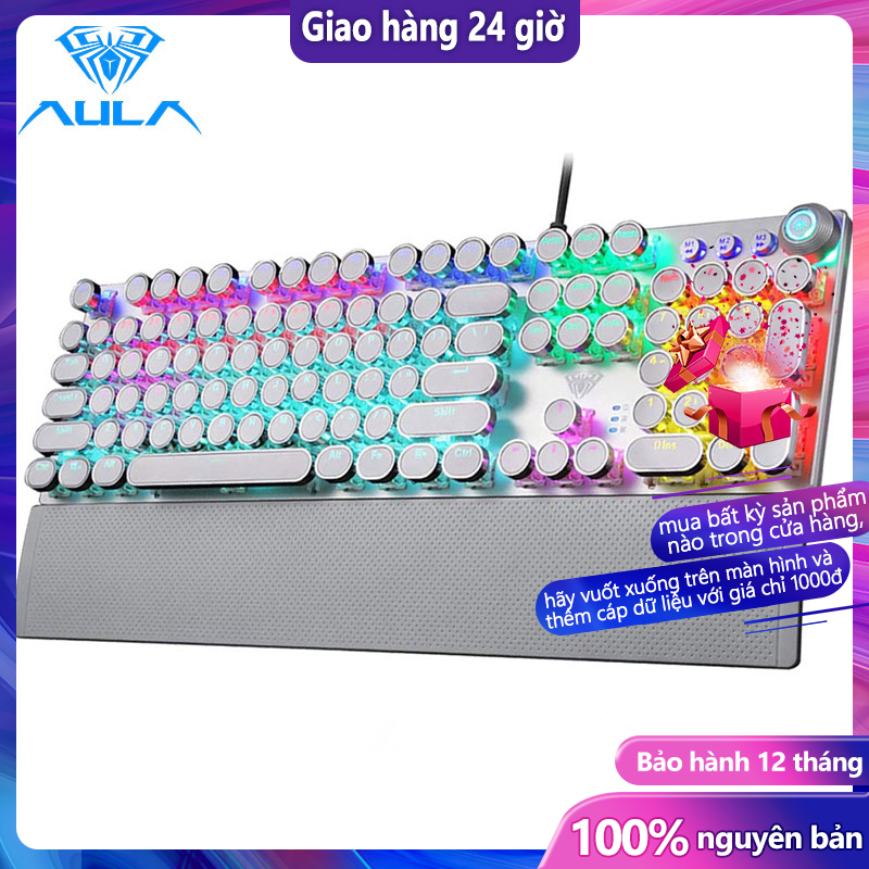 Bàn Phím Cơ Chơi Game 104 Phím Có Dây Tích Hợp Đèn Nền LED Màu Xanh Lam / Đỏ / Đen