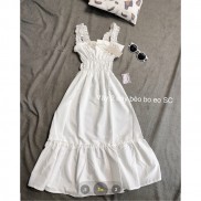 Váy Nữ 2 Dây Trắng Chun Ngực Dáng Xòe Free Ship, Váy Đầm Nữ Thời Trang Phong Cách Bồng Bềnh Tiểu Thư Giá Rẻ Chất Lượng