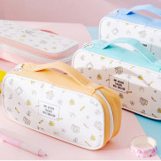 Bóp đựng bút nhiều ngăn sức chứa lớn có dây khóa kéo tiện dụng kiểu dáng dễ thương dành cho học sinh