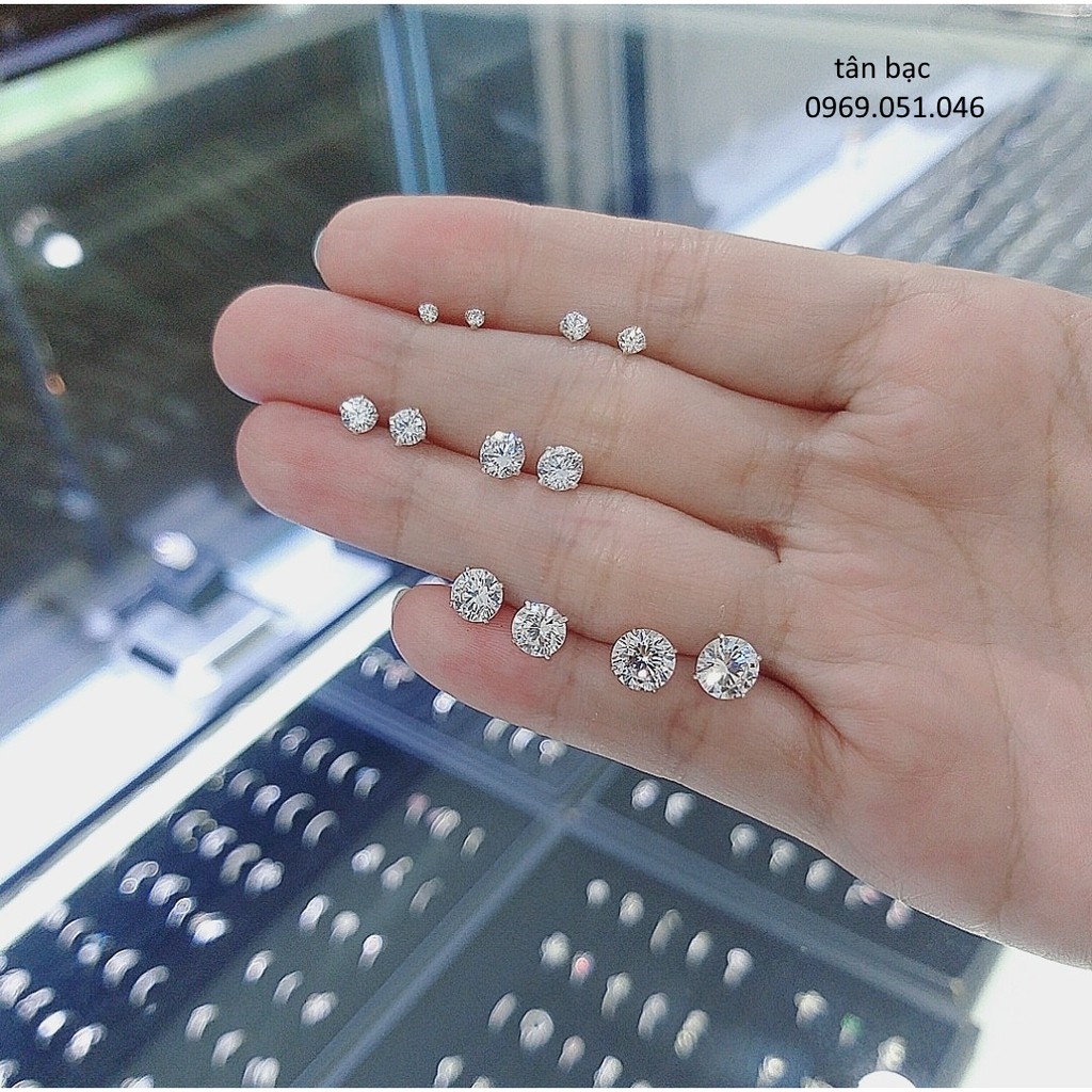 khuyên tai bạc 925 , bông tai nữ , nụ đá sang chảnh , nhiều size , bạc chuẩn 100%