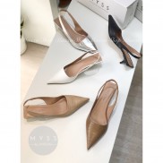 Giày mũi nhọn da cá sấu gót nhí 3 cm Myss - CG162