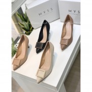 Giày mũi nhọn cài khoen vuông 7 cm Myss - CG151