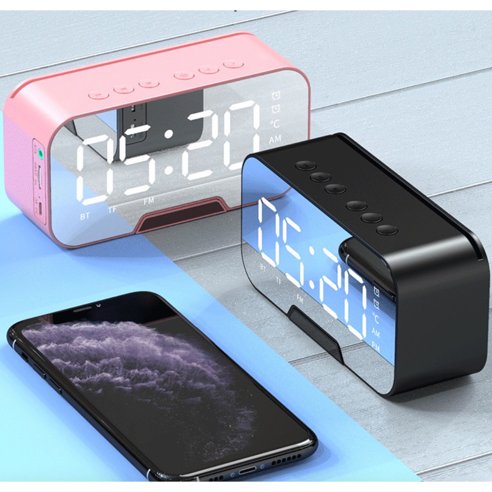 Loa bluetooth kiêm đồng hồ báo thức G10 nghe đài FM Màn hình tráng gương (mã G10) DL TECH