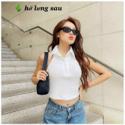 Áo Yếm Hở Lưng Cổ Chữ V Dáng Ôm Gợi Cảm - Áo Yếm Croptop Cổ Sơ Mi Hở Lưng Thời Trang Cho Nữ