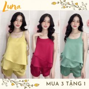 Bộ đồ ngủ lụa 2 dây mặc nhà bigsize lụa satin cao cấp thoáng mát LUNA
