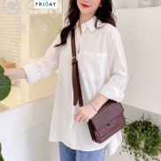 Áo sơ mi trắng đi học đi làm nữ tay dài dáng rộng cổ bẻ basic - Sơ mi đi học sinh nữ trắng tay dài