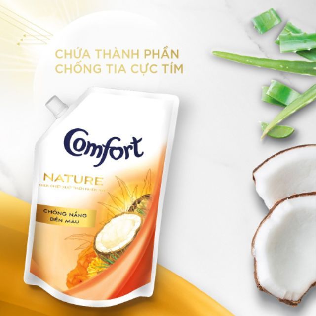 Nước xả vải Comfort Nature chống nắng bền màu chiết xuất dầu dừa và nha đam 1.5L