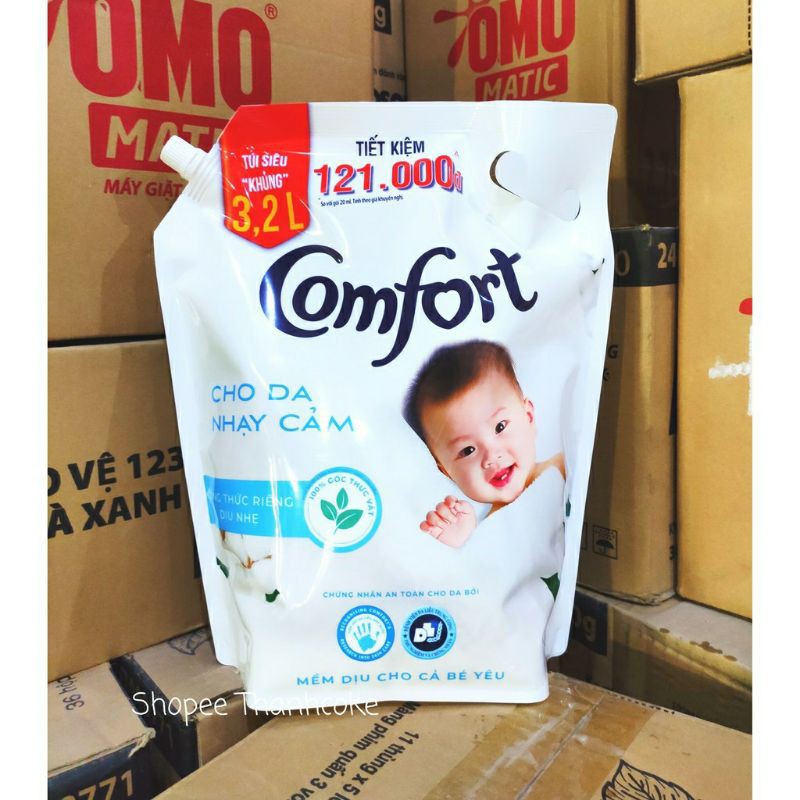 Nước xả vải comfort 3.2L túi siêu khủng cho da nhạy cảm