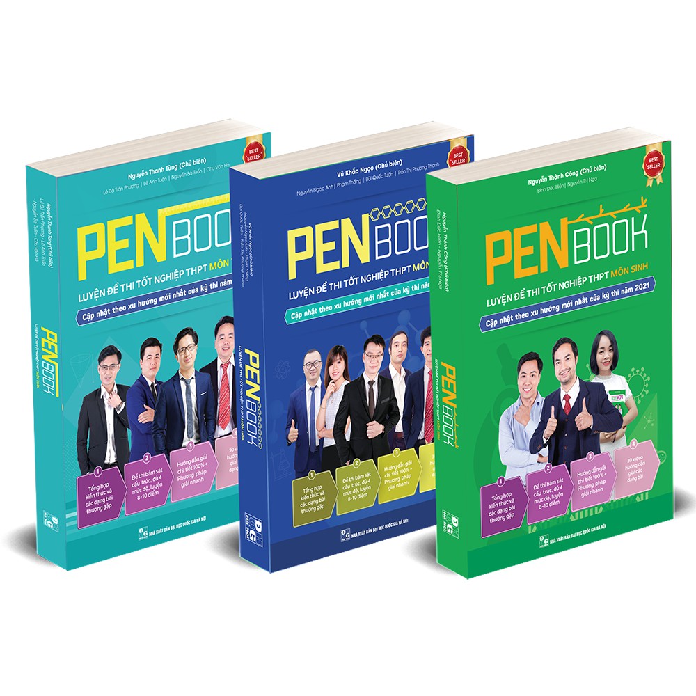 Sách - Combo PENBOOK Khối B - PENBOOK Luyện đề thi THPT Quốc Gia - Bộ 3 môn Toán, Hóa, Sinh - Bản 2021
