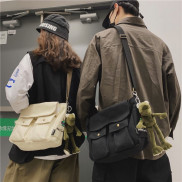 Túi vải đeo chéo Unisex  phong cách Hàn Quốc size to ,vừa a4 ,sách vở chất vải dày dặn ZIMI
