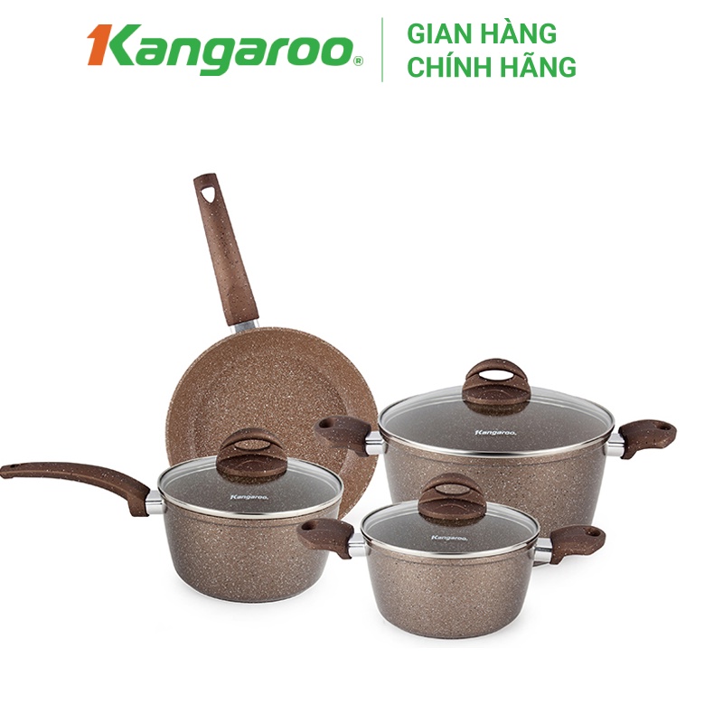 Bộ nồi chảo nhôm vung kính đáy từ size 18, 24, 26cm KG992M