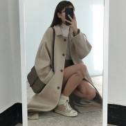 Áo khoác dạ dáng dài dạ ép 1 lớp Korean Girl Ulzzang