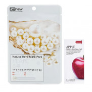 Combo 1 mặt nạ ngọc trai trắng da Benew Hàn quốc 22ml/gói Và 1 gói tẩy da chết táo Apple Beauskin 3ml/gói