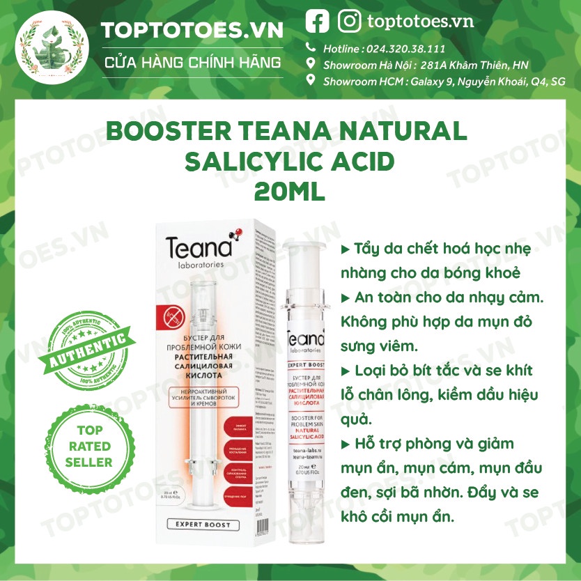 Booster Teana Natural Salicylic Acid làm sạch sâu lỗ chân lông, se cồi, ngừa và giảm mụn, cải thiện tone da