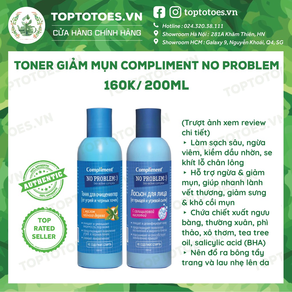 Toner Compliment No Problem làm sạch sâu, kiềm dầu, giảm viêm, giảm mụn