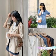 Áo khoác blazer tay ngắn 1 lớp cộc tay ulzzang - áo khoác ngoài - áo Blazer kiểu vest 1 lớp ngắn tay style Hàn Quốc