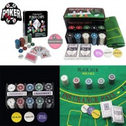 Bộ Poker Hộp Sắt Loại 100 và 200 chip có số (phỉnh poker) Hàng Nhập khẩu Cao Cấp