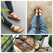Giày đế trấu Detaunisex Full Box xỏ ngón màu Bò QUAI DÁN QUAI CÀI - SATA22B