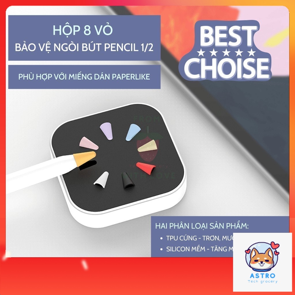 Vỏ bảo vệ đầu ngòi bút Apple Pencil 1 và 2 bằng TPU cao cấp chống trượt