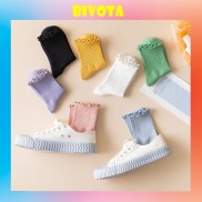 Tất cổ cao Bivota tất nữ bèo cổ cao nhún vintage Hàn Quốc cực xinh xắn T12