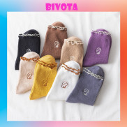 Tất cổ cao Bivota Vớ Bèo Nữ Cổ Cao Thêu Hình Cún Ngồi Siêu Đáng Yêu T68