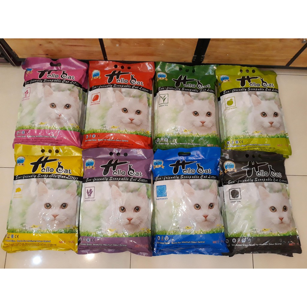 Cát vệ sinh cho mèo HELLO CAT 10lit - Cát Hút ẩm tốt, mùi dễ chịu