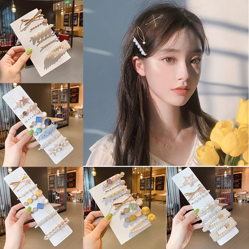 Set Kẹp Tóc Đính Ngọc Trai Phong Cách Hàn Quốc Cho Nữ