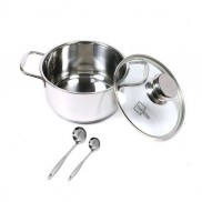 Nồi inox 3 đáy sandwich inox 430 Fivestar Standard bếp từ nắp kính tăng 2 muỗng canh ( 16cm/18cm/20cm/24cm)