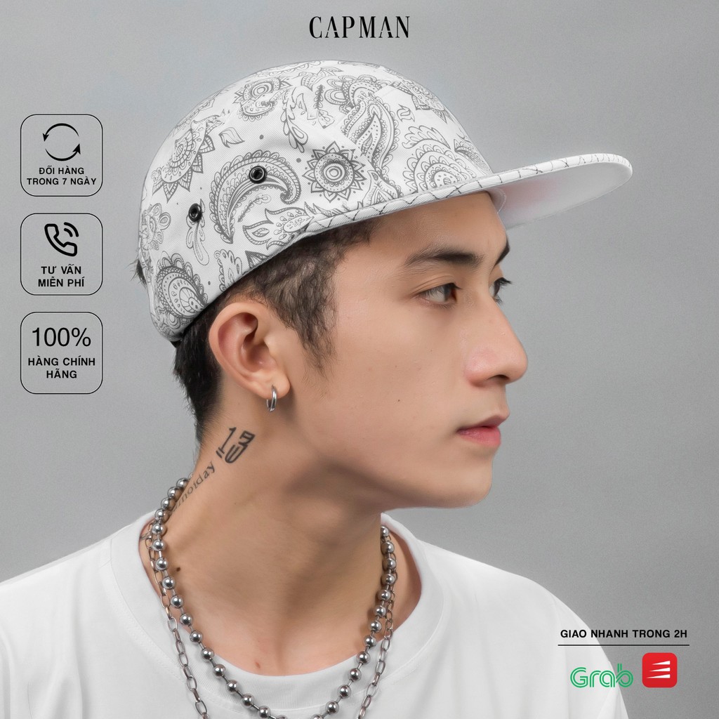 Mũ lưỡi trai CAPMAN chính hãng full box, nón kết nam snapback hoa văn CM62
