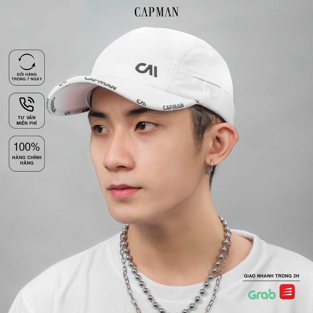 Mũ lưỡi trai CAPMAN chính hãng full box, nón kết nam vải dù CM111 màu trắng